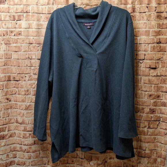 Roaman's V-neck Waffle Weave Blouse Size 30/32 - Picture 1 of 6